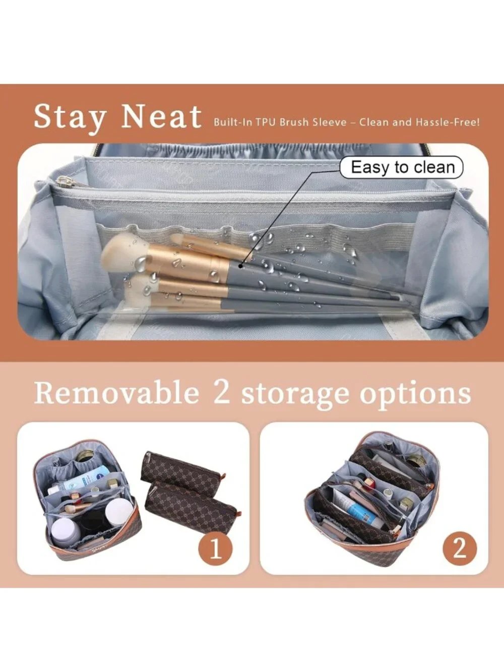 3-Piece Travel Makeup Bag Set for Women - Stylish Cosmetic Organizer & Storage